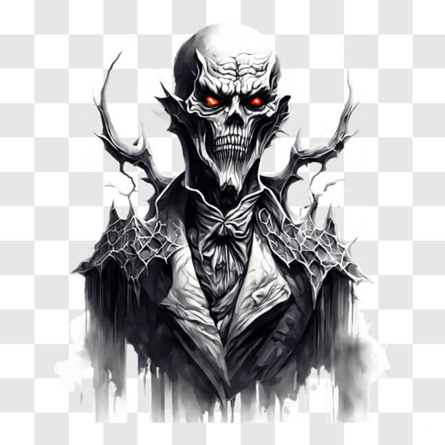 Download Sinister Black and White Skull Illustration PNGs Online ...