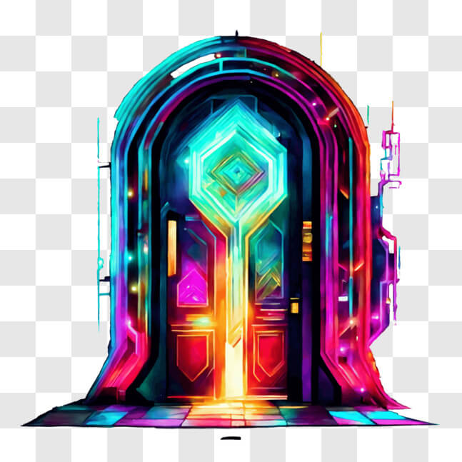 Download Colorful Psychedelic Door with Futuristic Elements PNGs Online ...