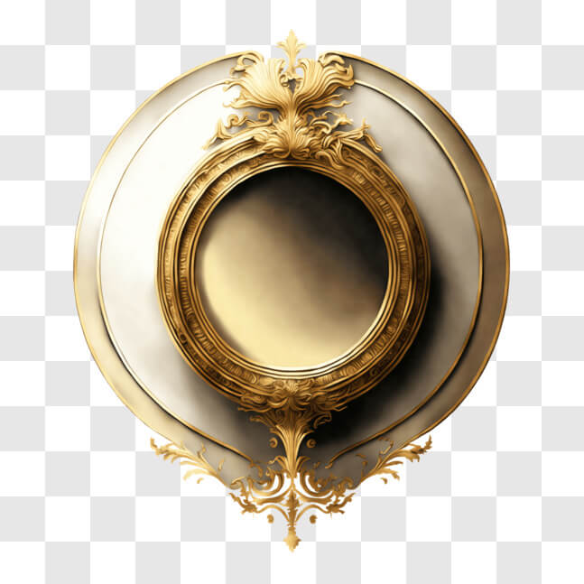 Download Elegant Ornate Gold Frame with Circular Mirror PNG Online ...