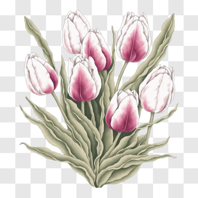 Download Beautiful Pink and White Tulip Bouquet PNG Online - Creative ...