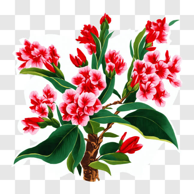 Download Beautiful Pink Flower Bouquet with Green Leaves PNG Online ...