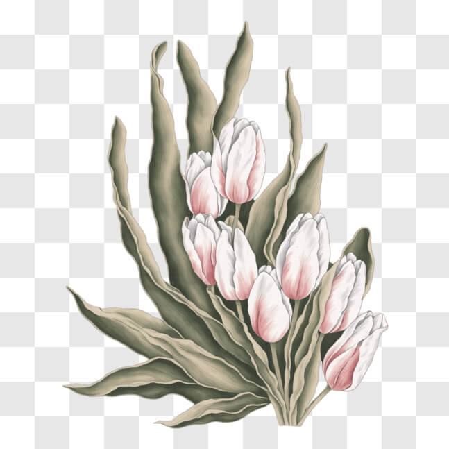 Download Bouquet of White Tulips in Full Bloom PNG Online - Creative ...