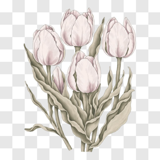 Download Elegant White Tulips on Black Background PNG Online - Creative ...