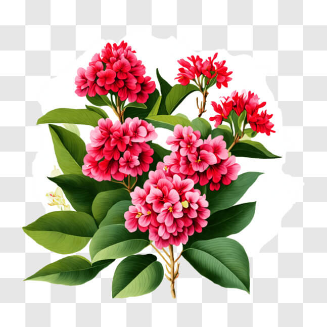 Download Oval Bouquet of Pink Flowers with Green Leaves PNG Online ...