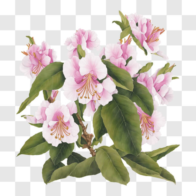 Download Vibrant Azalea Flowers Painting PNG Online - Creative Fabrica