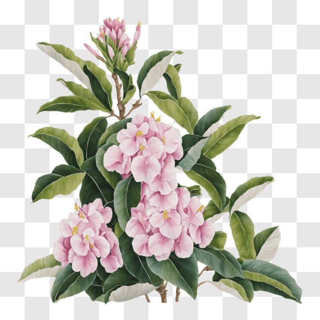 Download Beautiful Pink Flowering Plant Painting PNG Online - Creative ...