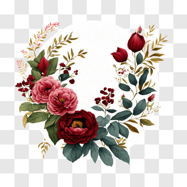 Télécharger Couronne de roses rouges avec des feuilles vertes et des ...