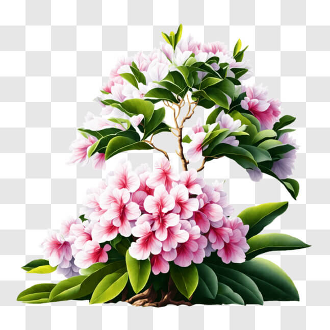 Download Beautiful Pink Rhododendron Tree Image PNG Online - Creative ...