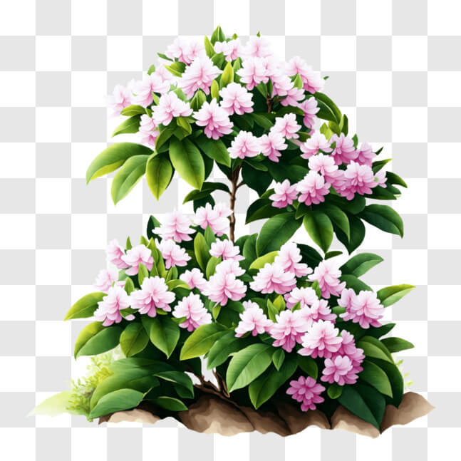 Download Beautiful Pink Rhododendron Tree with White Blossoms PNG ...