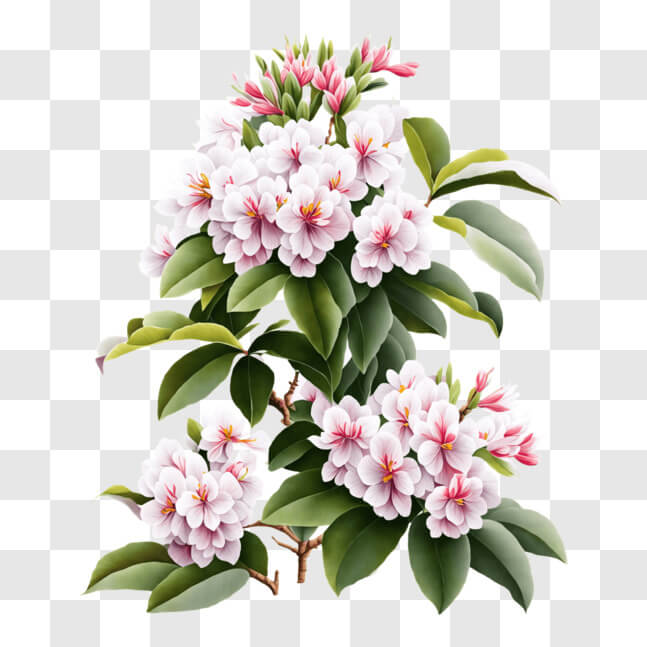 Download Beautiful Flowering Plant with White and Pink Blossoms PNG ...