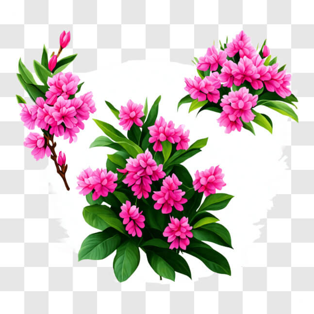 Download Beautiful Pink Flowers in Different Stages of Bloom PNG Online ...