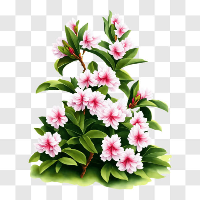 Download Beautiful Bush with Pink Flowers and Green Leaves PNG Online ...