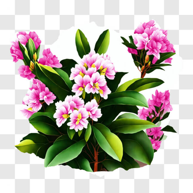 Download Beautiful Bouquet of Pink Flowers with Green Leaves PNG Online ...