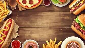 Assorted Fast Food Items on Wooden Table Patterns Assorted Fast Food Items on Wooden Table Patterns thumbnail
