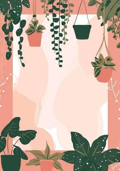 Download Pink Background with Hanging Plants and Potted Plants ...