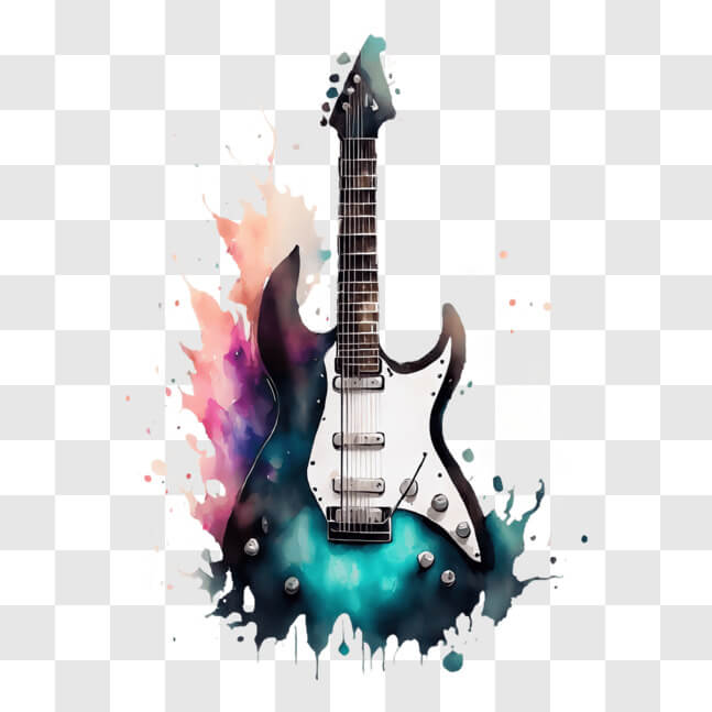 Download Colorful Abstract Painting of Electric Guitar with Watercolor ...