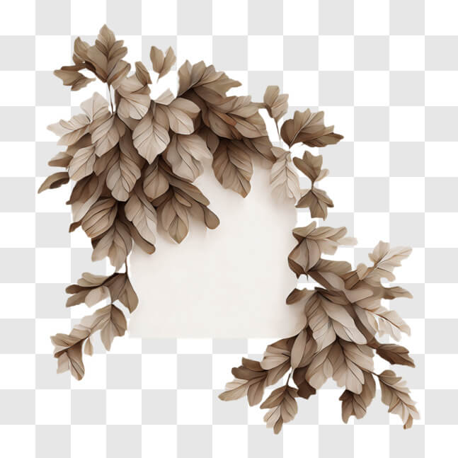 Download Brown Leaf Frame with Empty Paper PNGs Online - Creative Fabrica