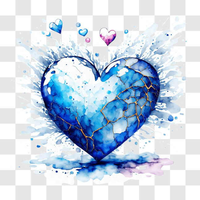 Download Broken Blue Heart with Paint Splashes and Small Hearts PNGs ...