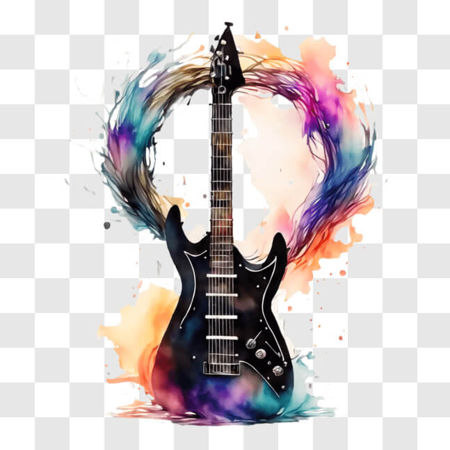Download Vibrant Abstract Guitar Painting for Music Promotion PNG ...