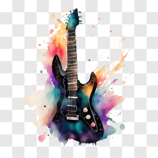 Download Vibrant Abstract Electric Guitar Painting for Music Lovers PNG ...