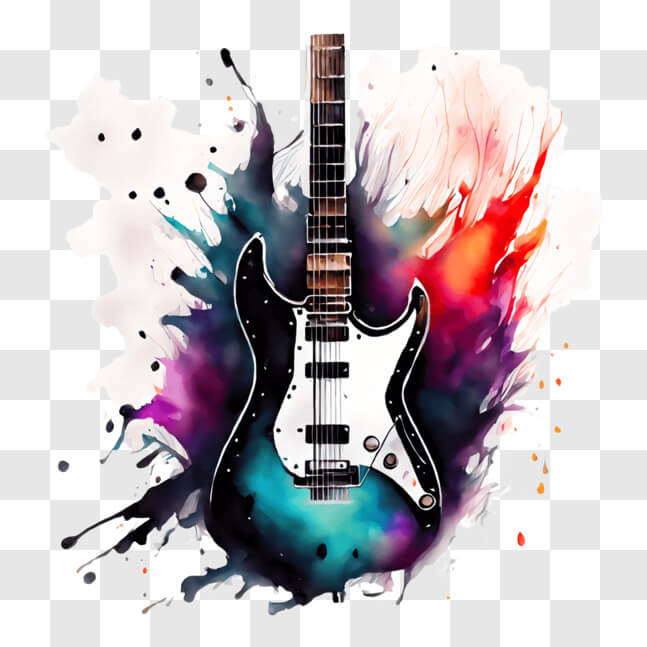Download Vibrant Abstract Art: Electric Guitar Painting PNG Online ...