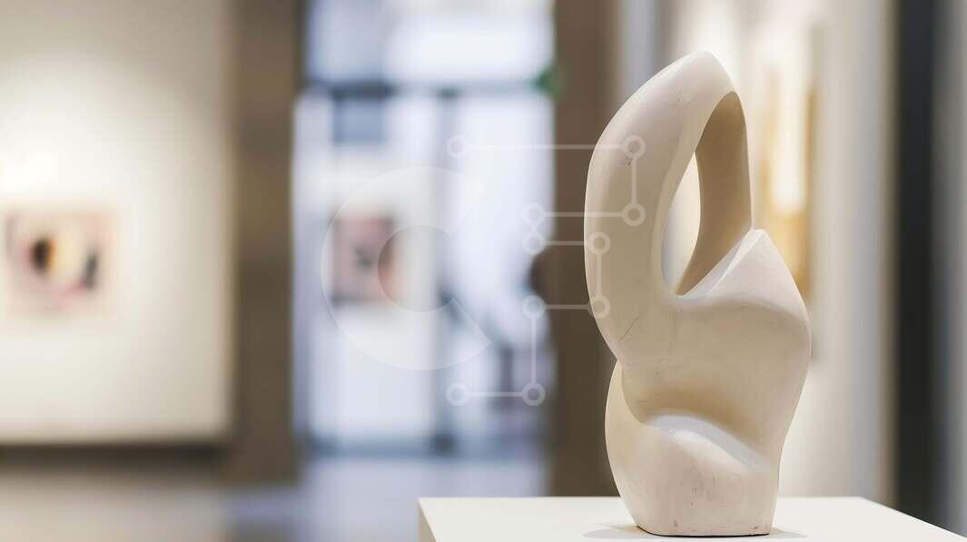 White Marble Sculpture in Art Gallery or Museum stock photo Creative