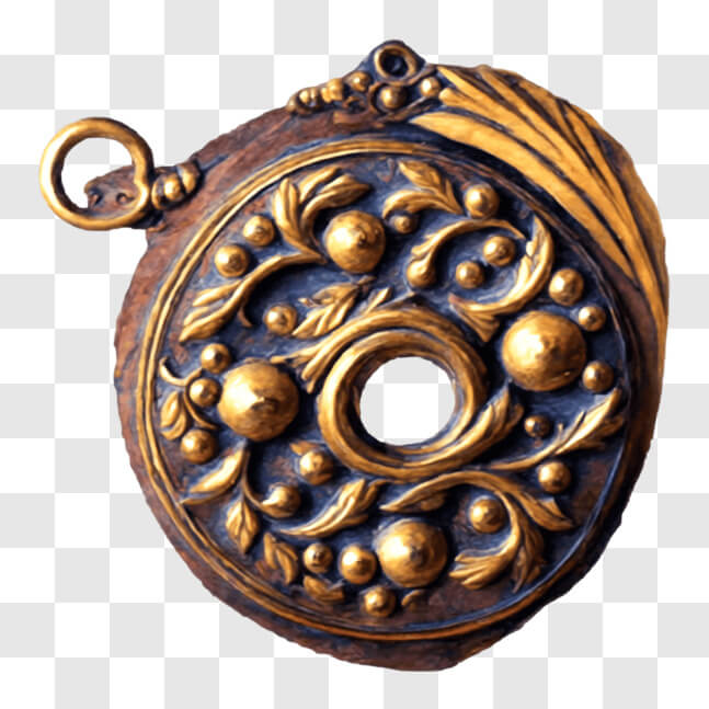 Download Exquisite Gold-Tone Circular Pendant with Ornate Decorative ...