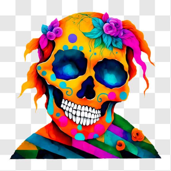 Colorful Sugar Skull Artwork for Dia de los Muertos