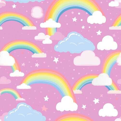 Download Cheerful Pink Clouds and Rainbows Background Image Patterns Online Creative Fabrica