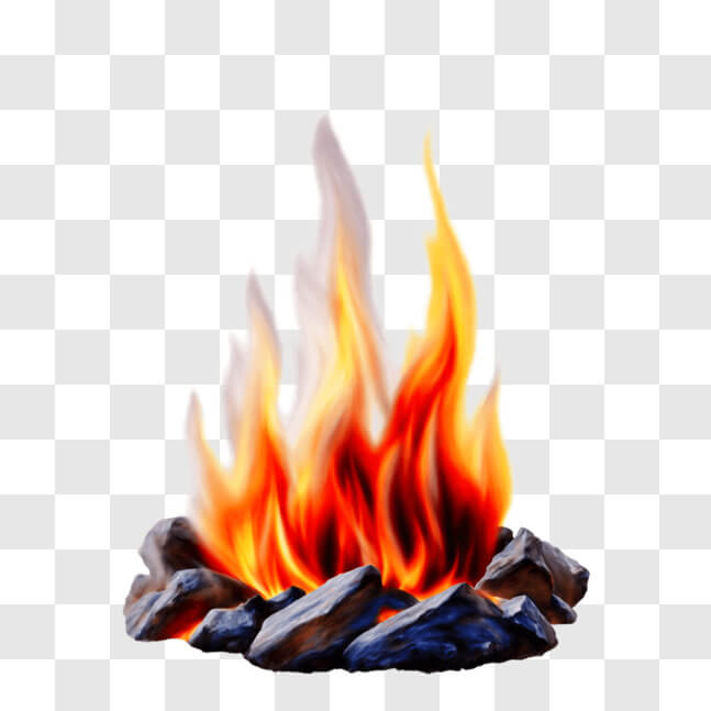 Fire Rocks Png Download Fire Pit with Flames, Rocks, and Logs PNGs Online - Creative ...