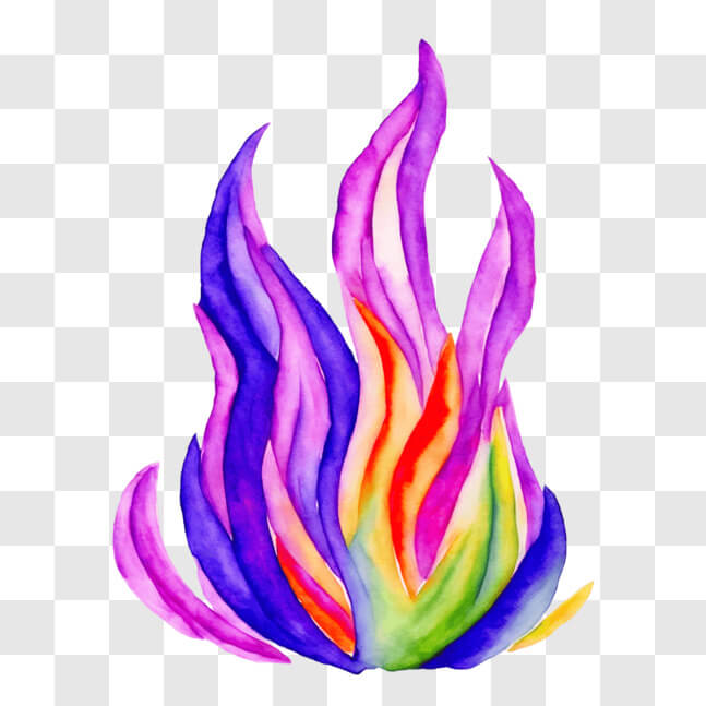 Download Colorful Watercolor Fire Icon for Spirituality and Religion ...