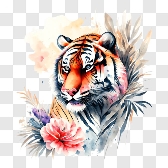 Download Abstract Tiger Painting with Natural Elements PNG Online ...