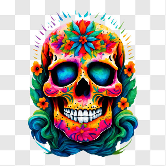 Colorful Sugar Skull for Dia de los Muertos Celebration