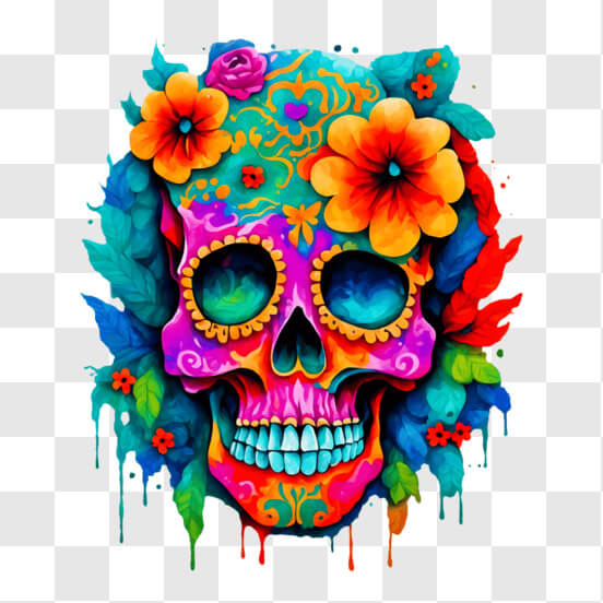 Colorful Sugar Skull for Dia de los Muertos (Day of the Dead) Celebration