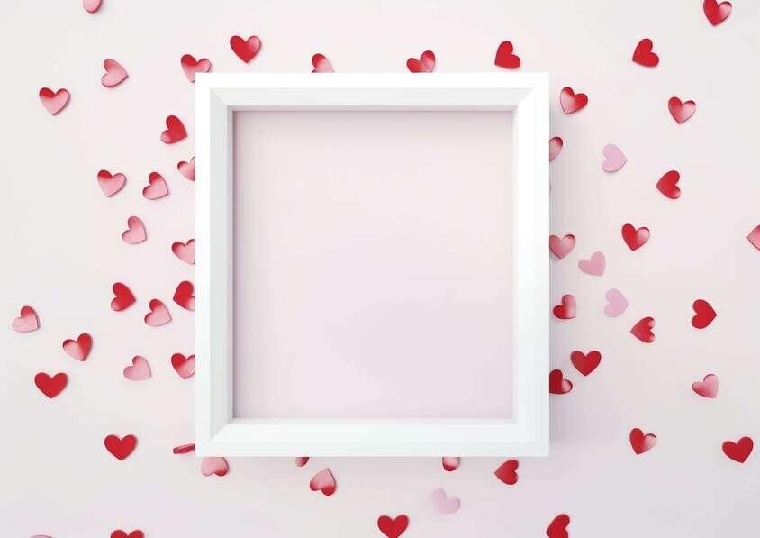 Download White Frame with Red Hearts on Pink Background Backgrounds ...