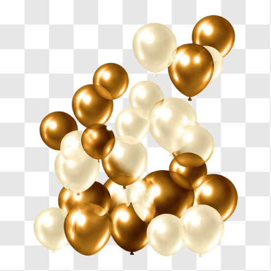 Descarga Grupo de globos dorados con superficie metálica brillante