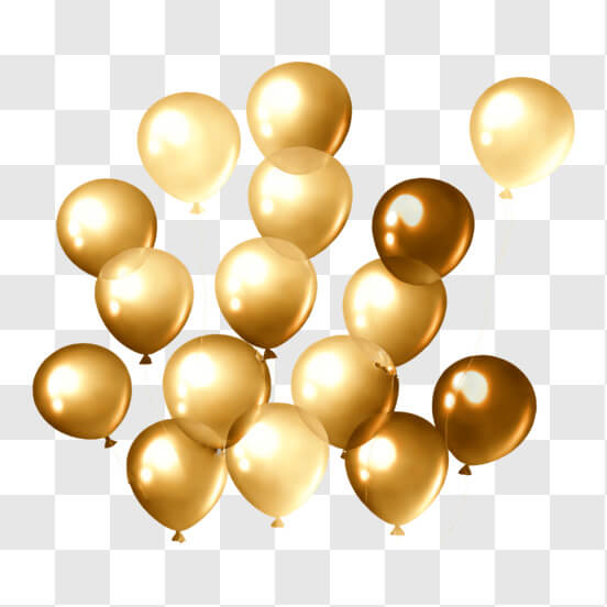 Descarga Grupo de globos dorados con superficie metálica brillante