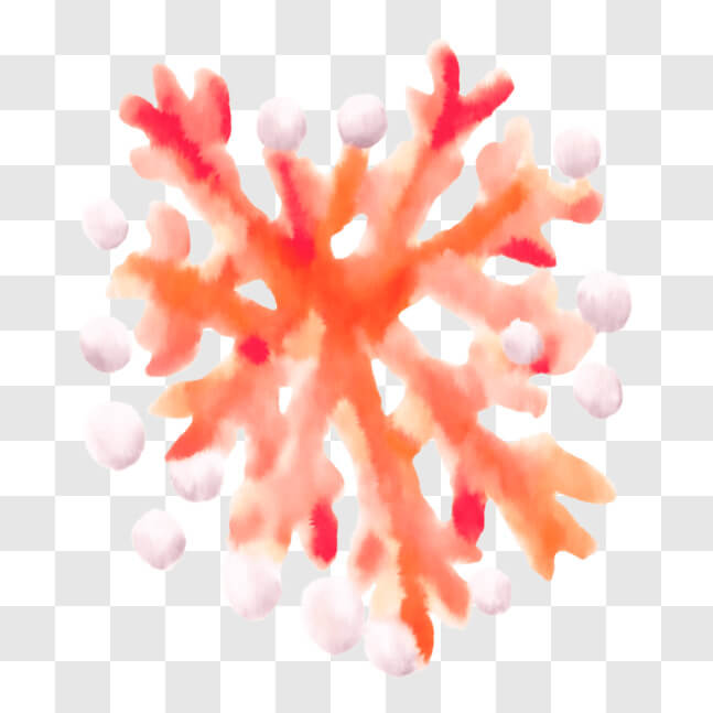 Download Orange and White Snowflake Watercolor Painting with Pearls PNG ...
