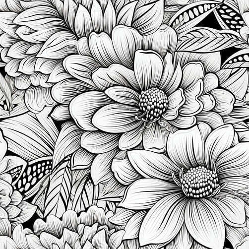 Download Black and White Daisy Flower Doodle Seamless Pattern Patterns ...
