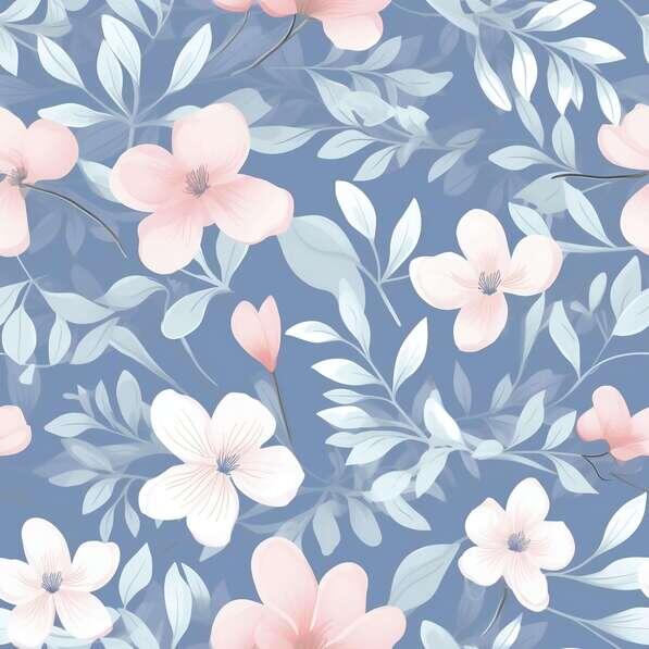 Download Seamless Pink and White Floral Pattern with Green Leaves ...