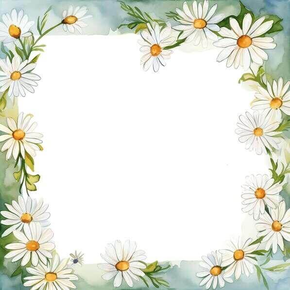 Download Artistic Watercolor Daisy Frame for Wedding Invitations and ...