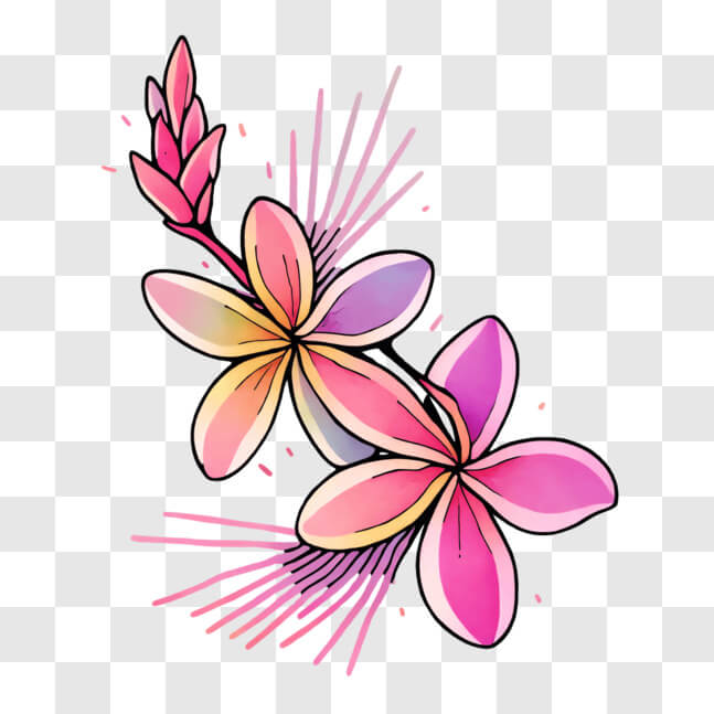 Download Vibrant Pink and Purple Tropical Flowers PNG Online - Creative ...