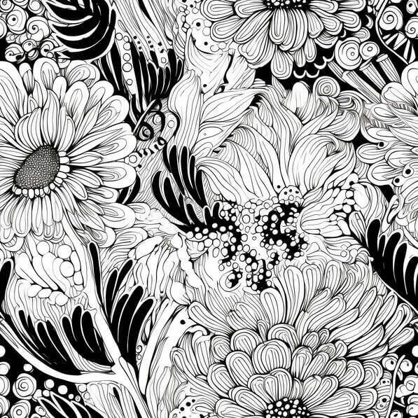 Download Black and White Floral Doodle Seamless Pattern Patterns Online ...