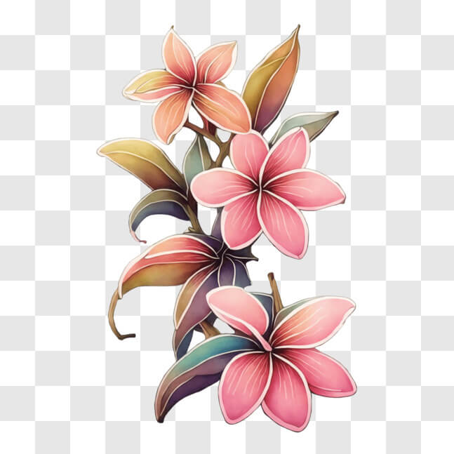 Download Beautiful Pink Flowers in Tattoo Design PNG Online - Creative ...