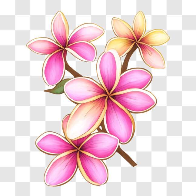 Download Elegant Pink and Yellow Flowers on Black Background PNG Online ...