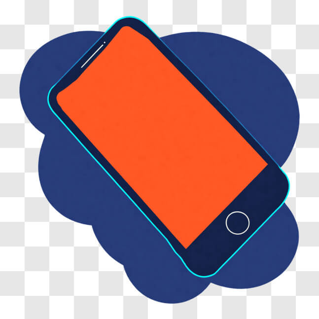 Download Floating Smartphone with Orange Screen on Blue Background PNGs ...