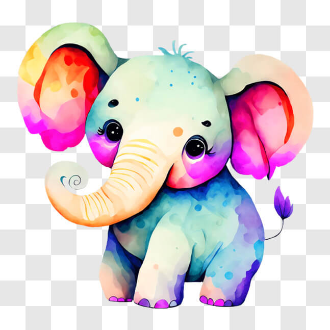 Download Adorable Colorful Elephant PNG Online - Creative Fabrica