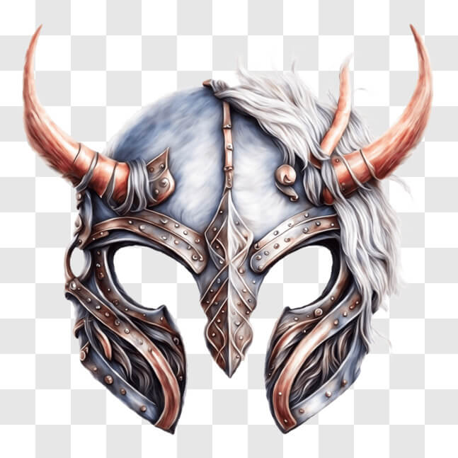 Download Ancient Culture White Leather Helmet with Antlers PNG Online