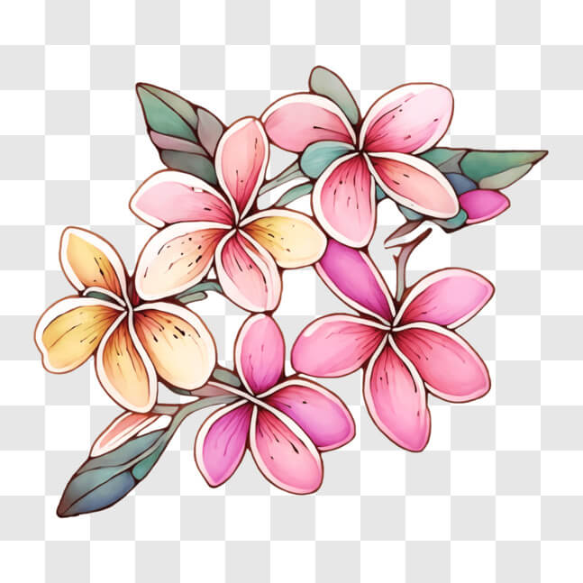 Download Vibrant Pink and Yellow Flowers in Full Bloom PNG Online ...
