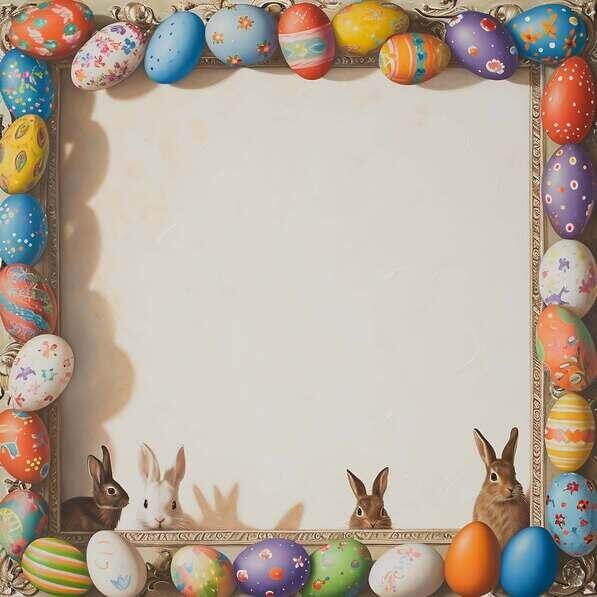 Easter Frame Rabbit Download Colorful Easter Eggs and Rabbits Frame Backgrounds Online ...
